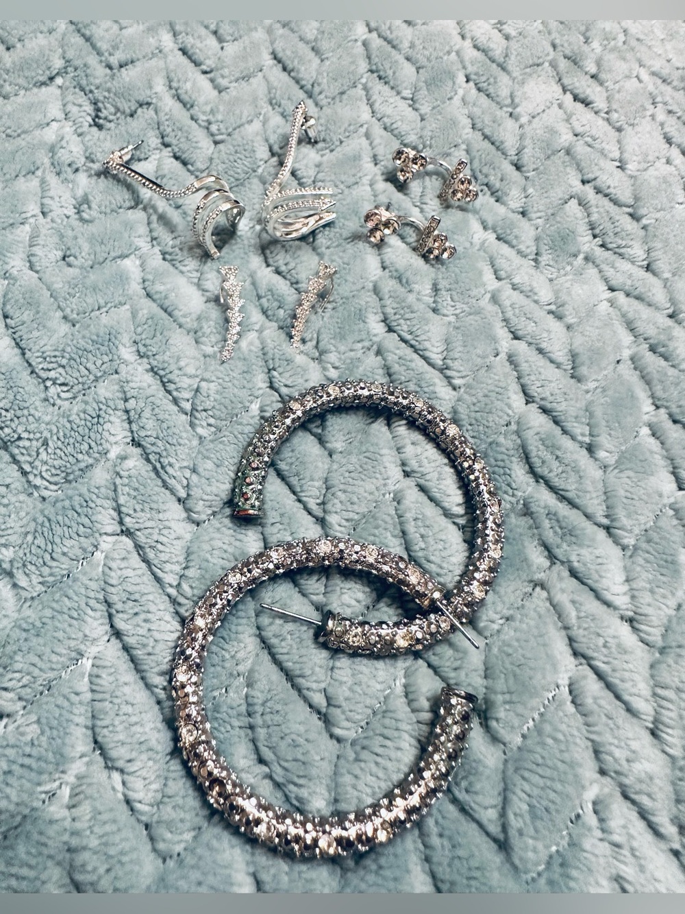 Set of 4 Pairs of Pavé Crystal Earrings - 3 Stella & Dot, 1 Macy’s